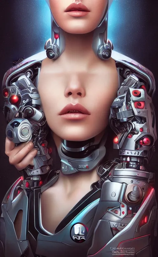 Prompt: female cyborg portrait, Pixar style by Tristan Eaton_Stanley Artgerm and Tom Bagshaw