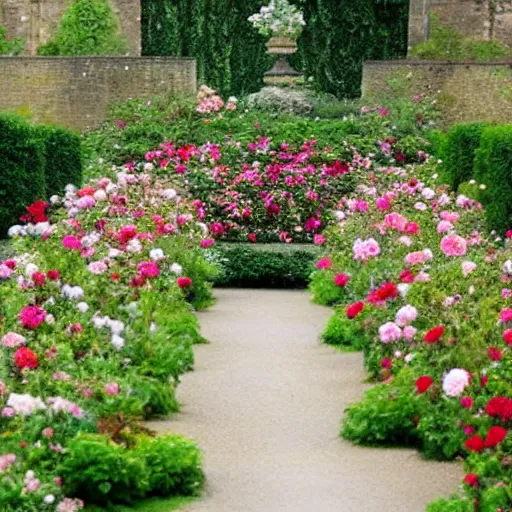 Prompt: beautiful english rose garden