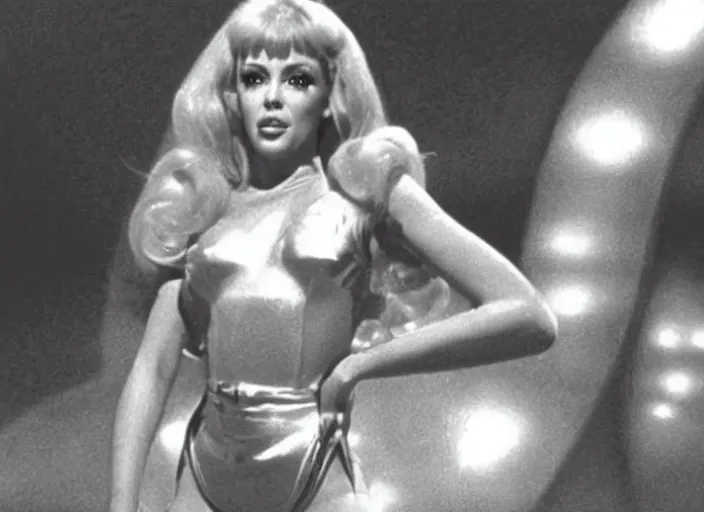 Prompt: kylie minogue in a still from the film barbarella ( 1 9 6 8 )