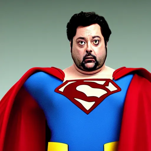 Image similar to Horatio Sanz as superman, movie still, 4K