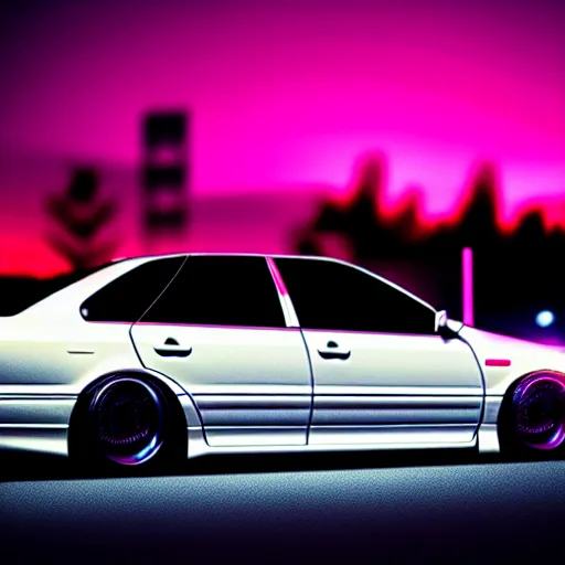 Image similar to a car Toyota Chaser twin-turbo at illegal car meet, Saitama prefecture, city sunset mist neon lights, cinematic color, photorealistic, highly detailed, 200MM