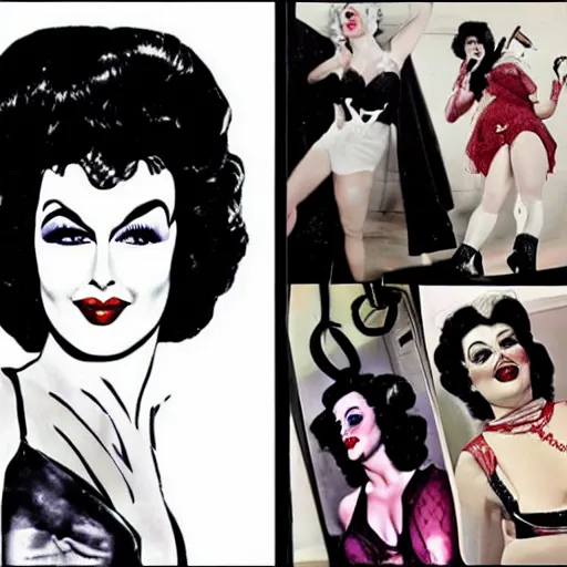 Prompt: Dr. Frank N. Furter as a vintage pin up girl