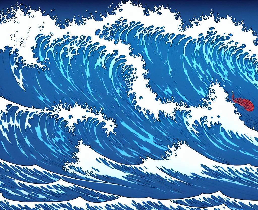 Image similar to banzai pipeline barrel ; ultra - realistic 3 d depth shading ; third reef pipeline by katsushika hokusai