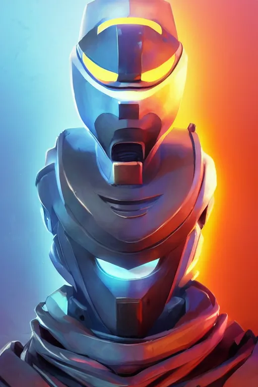 Image similar to epic mask helmet robot ninja portrait stylized as fornite style game design fanart by concept artist gervasio canda, behance hd by jesper ejsing, by rhads, makoto shinkai and lois van baarle, ilya kuvshinov, rossdraws global illumination radiating a glowing aura global illumination ray tracing hdr render in unreal engine 5