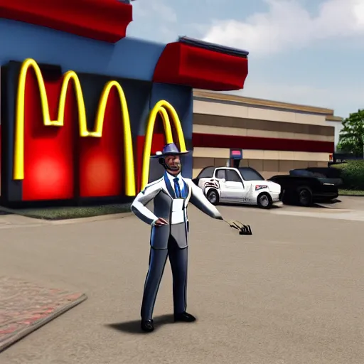 Image similar to Dallas from payday two at a McDonalds