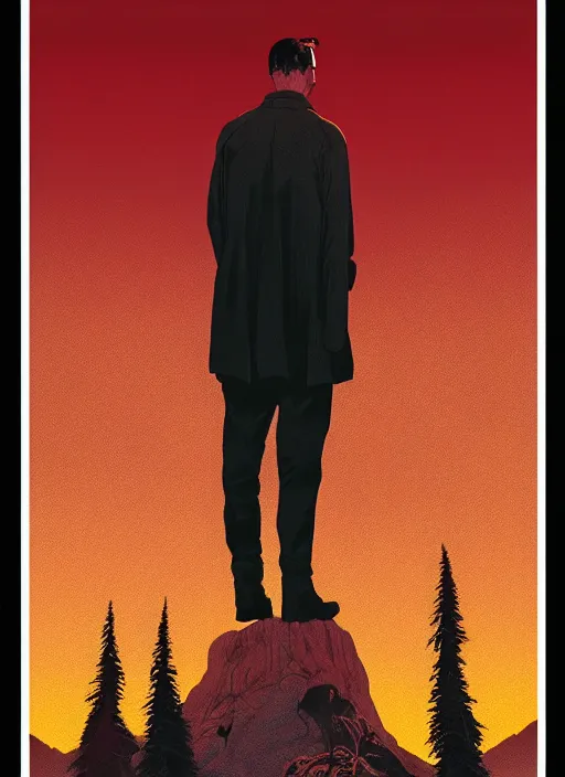 Prompt: Twin Peaks poster artwork by Michael Whelan and Tomer Hanuka, Karol Bak, Rendering of Bill Murry, from scene from Twin Peaks, clean, full of details, by Makoto Shinkai and thomas kinkade, Matte painting, trending on artstation and unreal engine