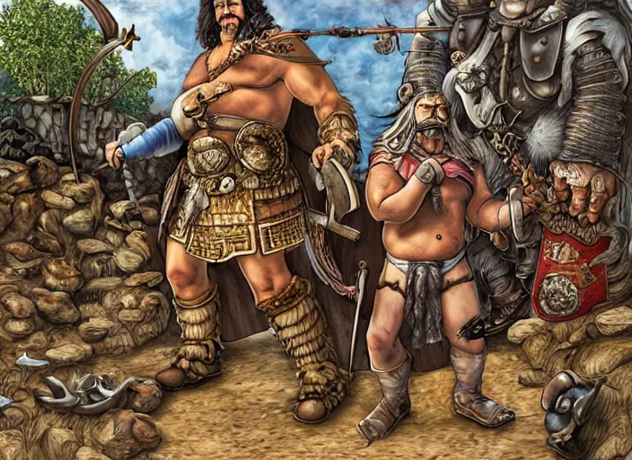 Image similar to berny sanders as barbarian warrio cohen, discworld, fantasy, high detail, wide shot