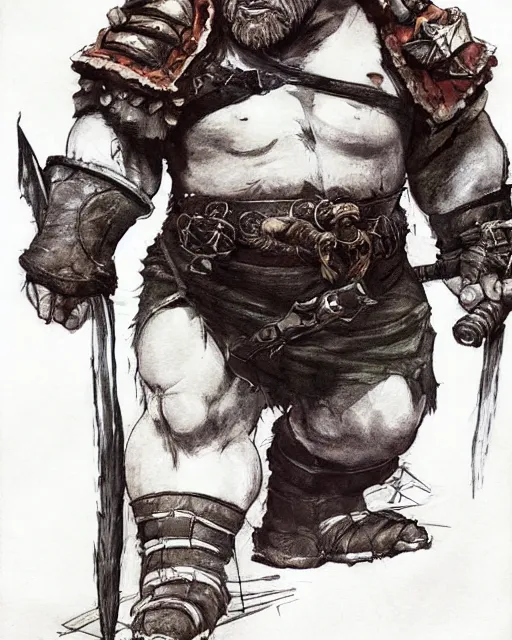 Image similar to Danny DeVito as a dwarf barbarian, drawn by Yoji Shinkawa, water color, Dungeons and Dragons, Wizards of the Coast