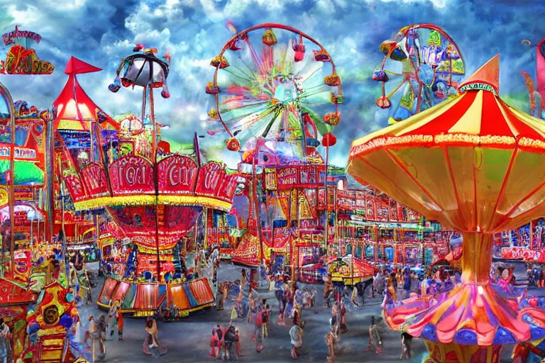 Prompt: a giant carnival. photorealism.