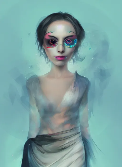 Prompt: aesthetic beautiful radiant digital art of a woman with googly eyes, trending on artstation