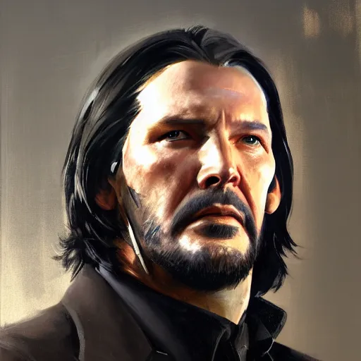 Image similar to greg manchess portrait painting of partially armored john wick as overwatch character, medium shot, asymmetrical, profile picture, organic painting, sunny day, matte painting, bold shapes, hard edges, street art, trending on artstation, by huang guangjian, gil elvgren, ruan jia, greg rutkowski, gaston bussiere