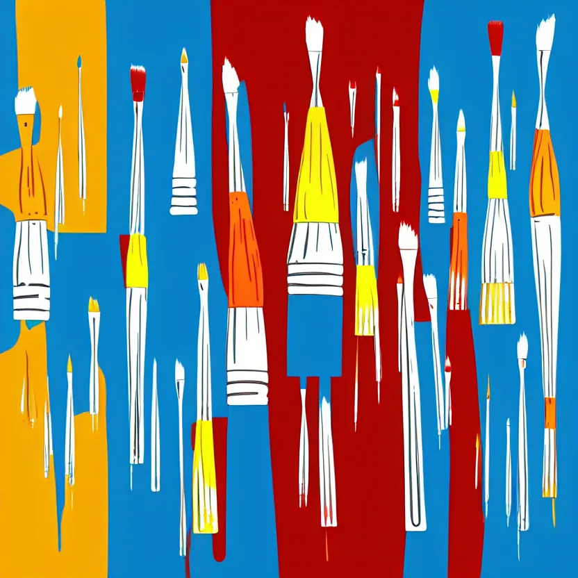 Prompt: 3 different tall paint brushes cartoon style, 8 k,