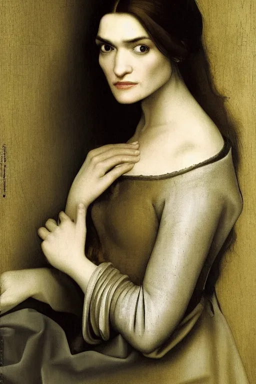 Prompt: portrait en buste of rachel weisz rachel weisz by johannes vermeer, baroque, dark moody colors, intricate, highly detailed, perfect eyes,