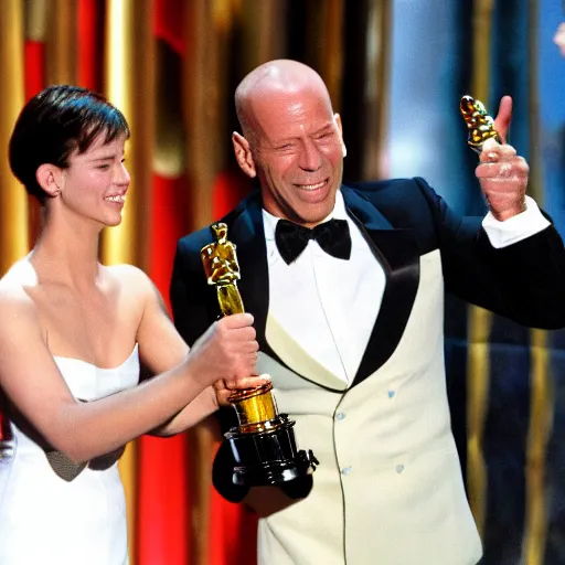 Image similar to bruce willis winning an oscar