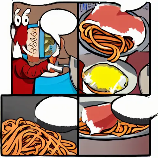 Image similar to reddit mod eating spaghetti o's