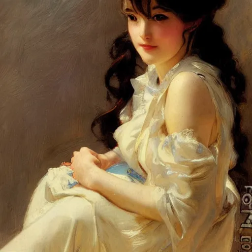 Image similar to a detailed portrait of a cute anime girl, painting by gaston bussiere, charles sillem lidderdale, j. c. leyendecker