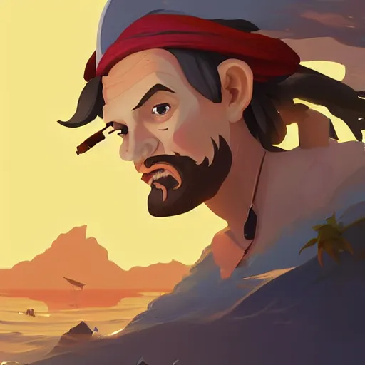 Image similar to painting jack the pirate on sea of thieves game avatar hero mermaid smooth face median photoshop filter cutout vector behance hd by jesper ejsing, by rhads, makoto shinkai and lois van baarle, ilya kuvshinov, rossdraws, illustration, art by ilya kuvshinov and gustav klimt