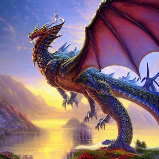 Prompt: elder dragon by Thomas Kinkade