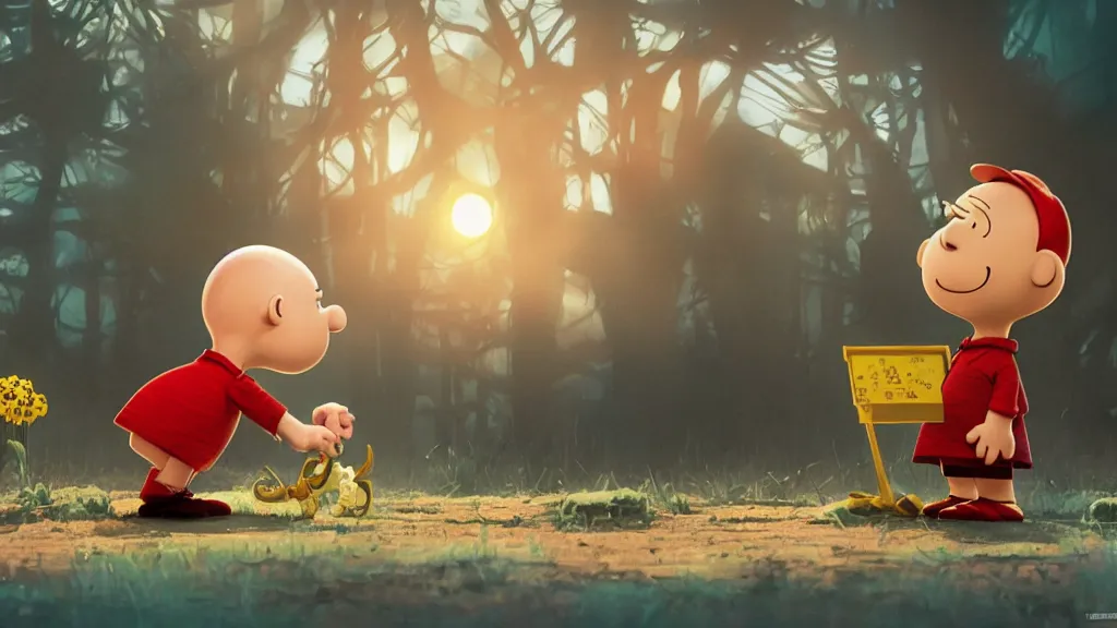 Prompt: charlie brown guest stars in lucasfilms latest sci - fi thriller, technicolor, rendered in octane, by yuumei, bayard wu, wlop, tim white, ross tran, 4 k