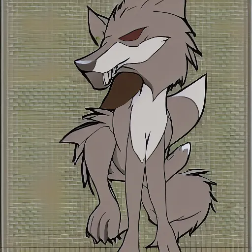 Image similar to anthropomorphic cream colored male wolf furry, posing for the camera, modern anime style