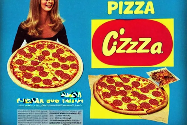 Image similar to 7 0 s, pizza, advertisement