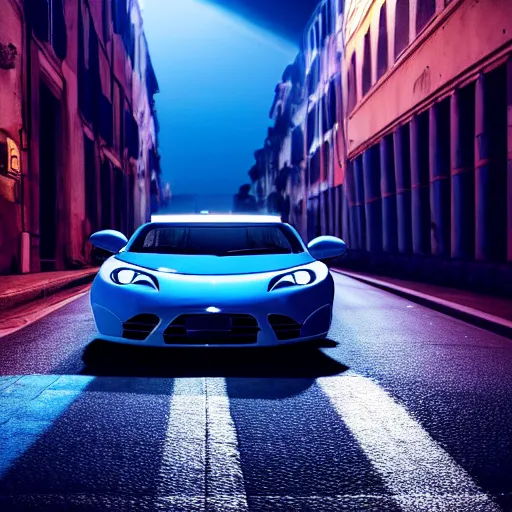 Prompt: a #Jigouli car in the middle of a road on the night Rome, blue color grading, cinematic color grading , unreal 5, hyperrealistic, realistic, photorealistic, dynamic lighting, highly detailed, cinematic landscape, studio landscape, studio lighting