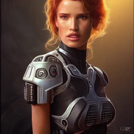 Prompt: ultra realistic illustration, bella thorne as borg 7 of 9 from star trek, intricate, elegant, highly detailed, digital painting, artstation, concept art, smooth, sharp focus, illustration, art by artgerm and greg rutkowski and alphonse mucha