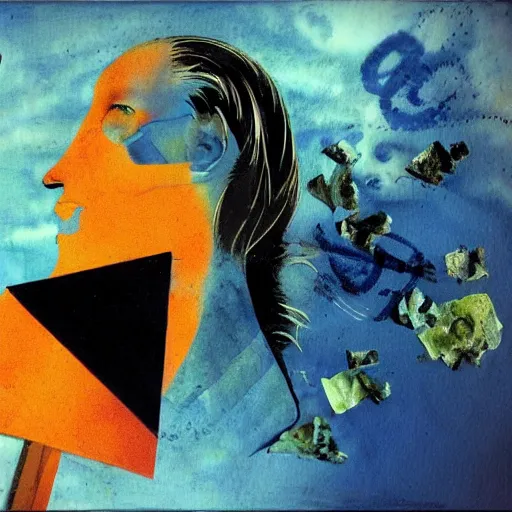 Prompt: blue sky in the style of dave mckean