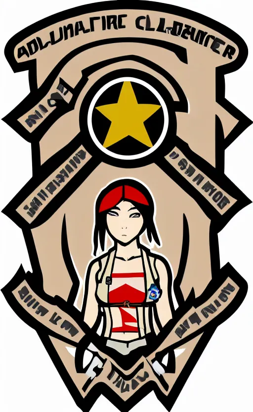 Image similar to patch design, soldier girl, 2022 anime, clean logo, insignia, soldier clothing, military gear, shirt designer, vector line art