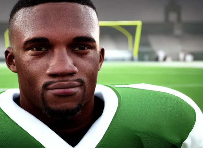 Prompt: facial portrait of a football player on the sidelines, cornerback daron arnold, reddit contest winner, madden 2 1, ps 4, character design