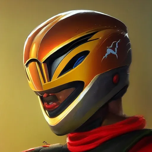 Image similar to a realistic painting by Raffaello Sanzi Power Rangers helmet, based on a puma, Inca themed smooth,Sharp focus, fanart best Artstation