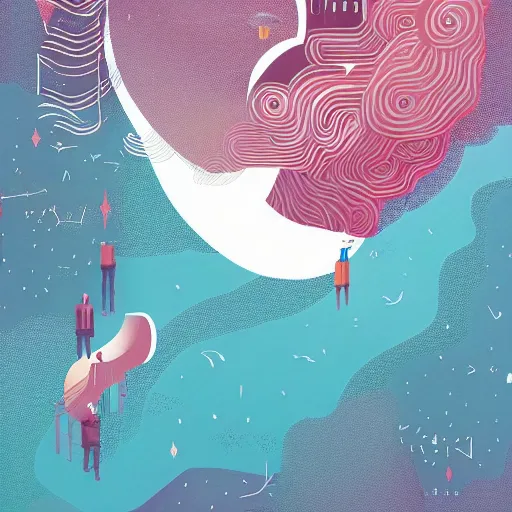 Image similar to illustration of imagination by Victo Ngai and James Gilleard