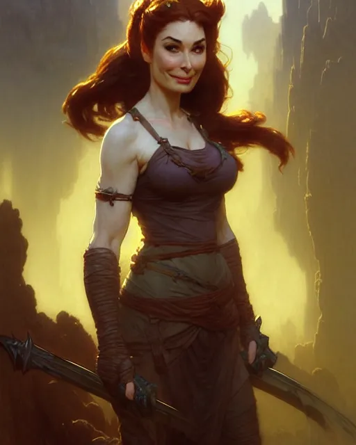 Image similar to felicia day, fantasy character portrait, ultra realistic, concept art, intricate details, highly detailed by frank frazetta greg rutkowski, gaston bussiere, craig mullins, simon bisley ruan jia and mandy jurgens and artgerm and william - adolphe bouguereau and frank frazetta