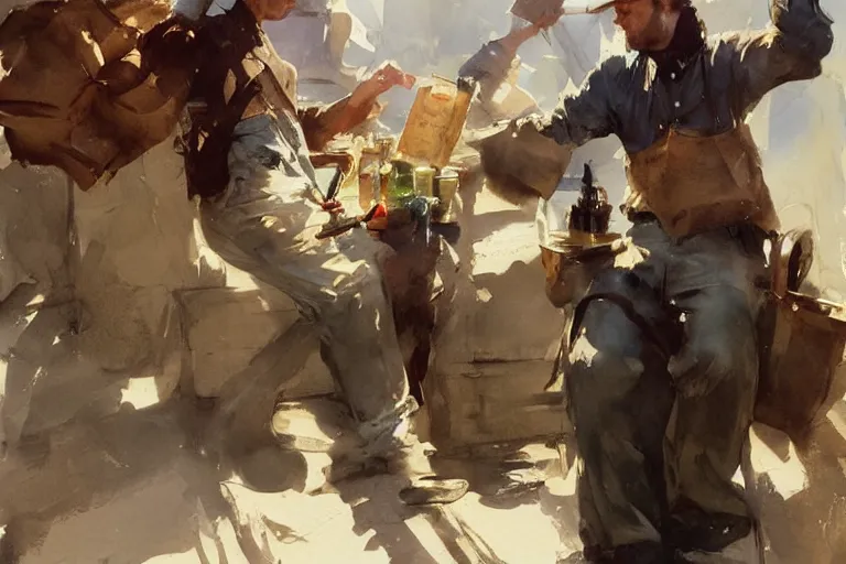 Image similar to paint brush strokes, abstract watercolor painting of western pharmacy, art by hans dahl, by jesper ejsing, art by anders zorn, wonderful masterpiece by greg rutkowski, cinematic light, american romanticism by greg manchess, creation by tyler edlin