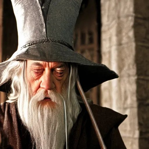 Image similar to Gandalf using the internet to look for information about the One Ring