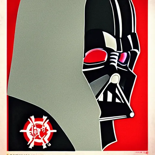 Image similar to darth vader in the style of a soviet propaganda poster