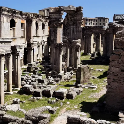 Image similar to ancient roman city in ruins of blight and plague