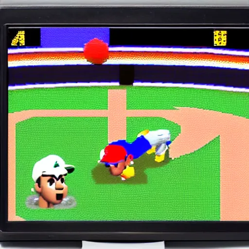 Image similar to sammy sosa in nintendo 6 4 game crt tv