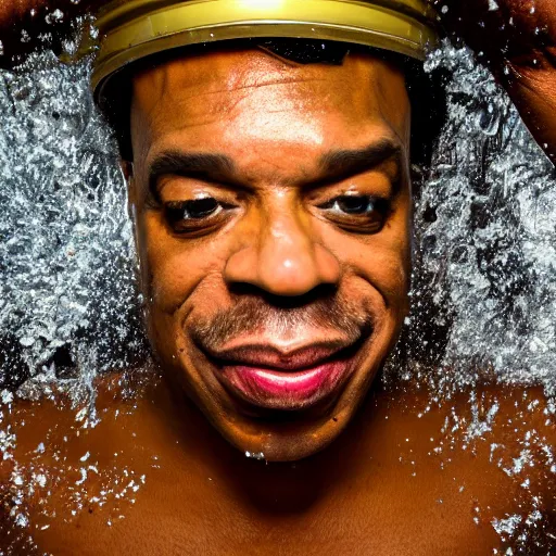 Image similar to rick james emerging from a pool of cocaine ( sony a 7 r iv, symmetric balance, polarizing filter, photolab, lightroom, 4 k, dolby vision, photography awardm, voque, perfect face )