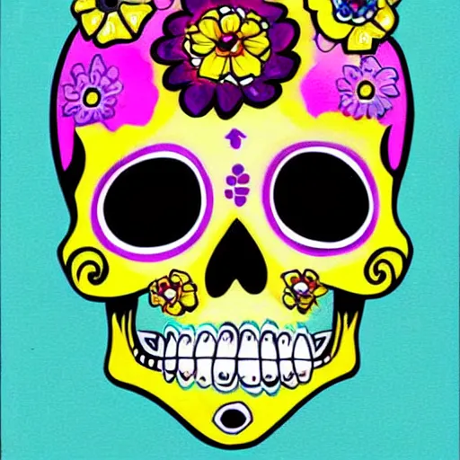 Image similar to calavera skull colorful portrait by Skottie Young