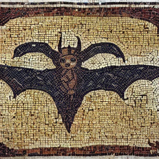 Image similar to a bat, Byzantine mosaic, highly detailed