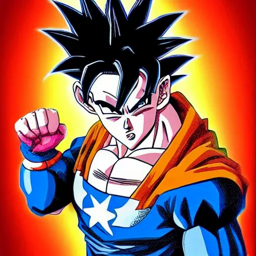 Image similar to Goku as Capitan America