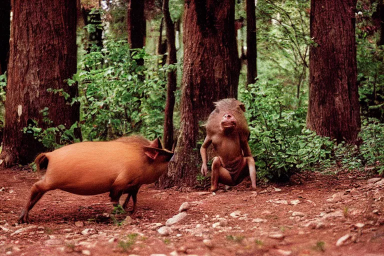 Image similar to a photo of a hitmonlee boar in its natural habitat, kodak ektachrome e 1 0 0 photography