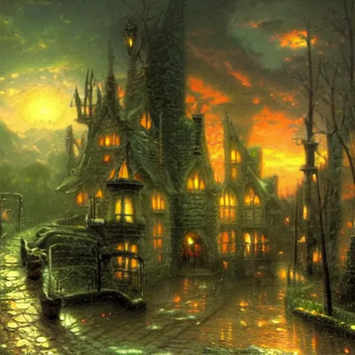 Prompt: Thomas Kinkade painting of a scary dungeon, dark, creepy