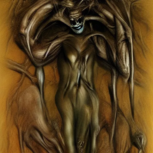 Image similar to the mutation of flesh by H R Giger