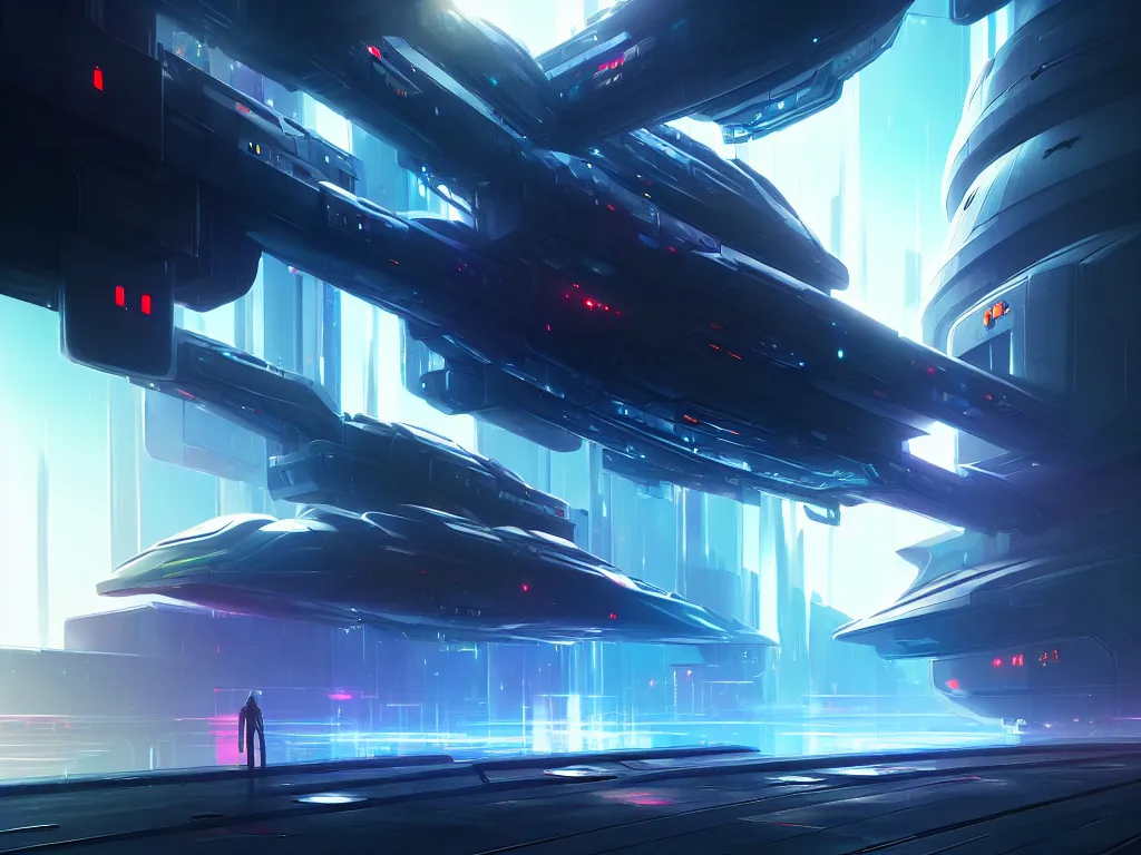 Prompt: spaceship, engineering bay, photo realistic, dynamic lighting, artstation, poster, volumetric lighting, 4 k, award winning, a detailed painting by ross tran hyperdetalized, anime | 2 d game art | official art, smooth, cyberpunk, tech