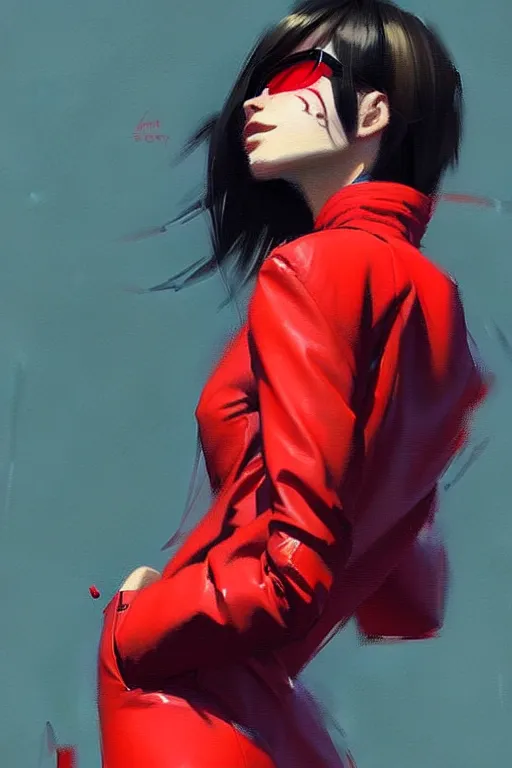 Image similar to a ultradetailed beautiful painting of a stylish woman in a red jacket, by greg rutkowski, conrad roset and ilya kuvshinov trending on artstation