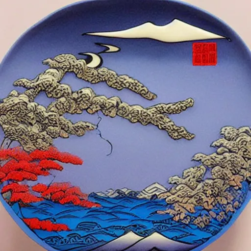 Image similar to claymation, 3 d clay sculpture, made of clay, ukiyo - e landscape sculpture, colorful, detailed, inspired by ando hiroshige