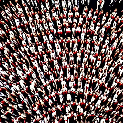 Image similar to hyperrealistic photography of where's wally? by caravaggio wiew from above