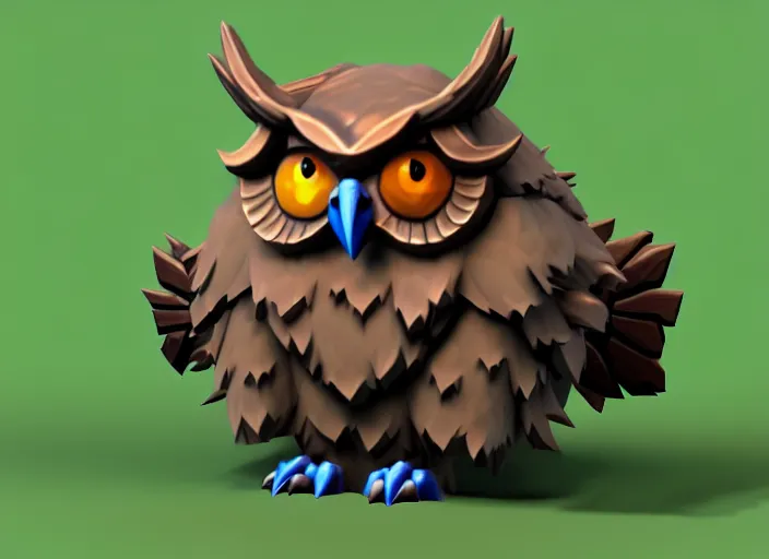 Image similar to owlbear, stylized stl fantasy miniature, 3 d render, activision blizzard style, hearthstone style